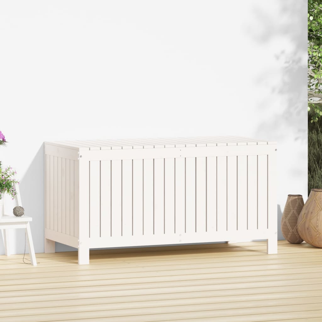 Garden Storage Box White 121x55x64 cm Solid Wood Pine