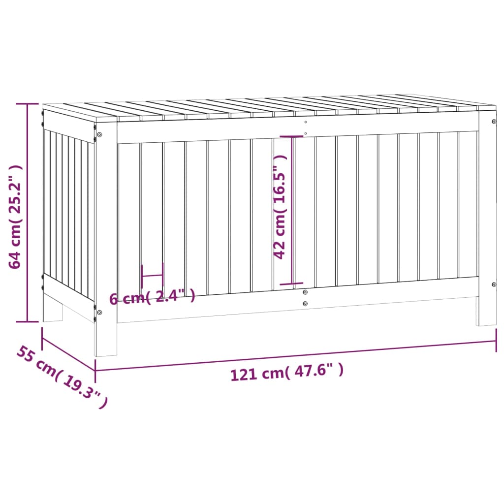 Garden Storage Box White 121x55x64 cm Solid Wood Pine