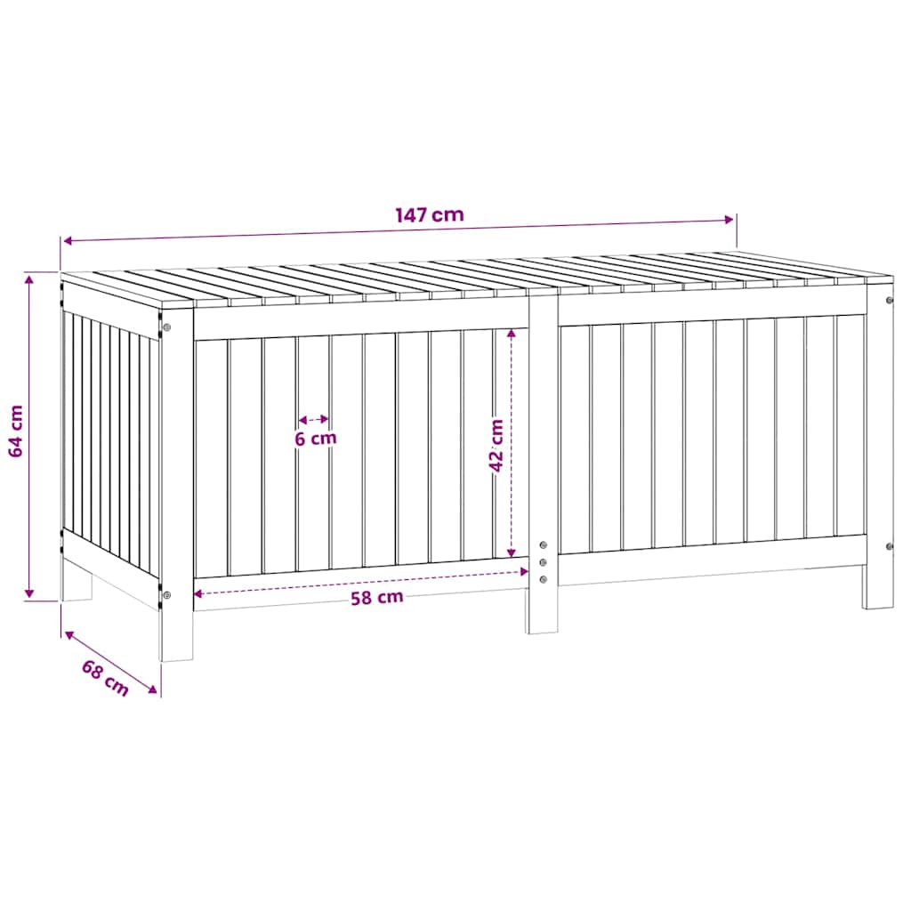 Garden Storage Box Black 147x68x64 cm Solid Wood Pine