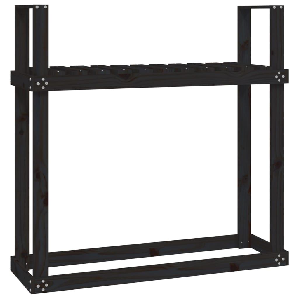 Firewood Rack Black 110x35x108.5 cm Solid Wood Pine