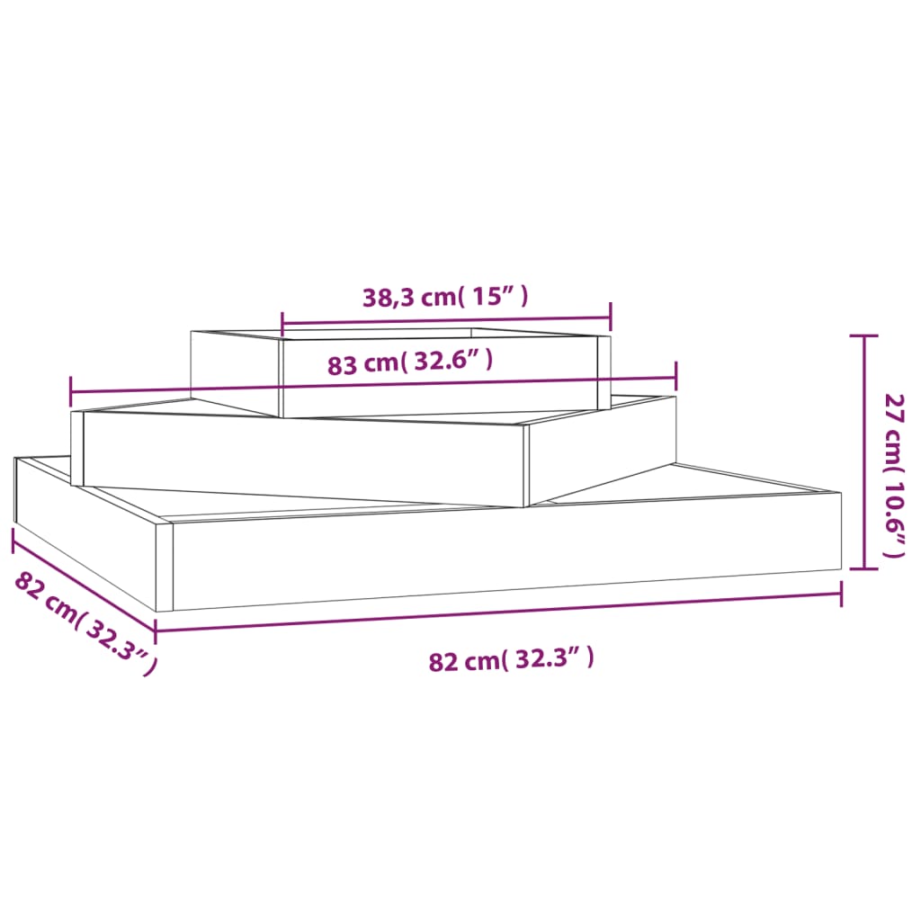 Planter 83x83x27 cm Solid Wood Pine