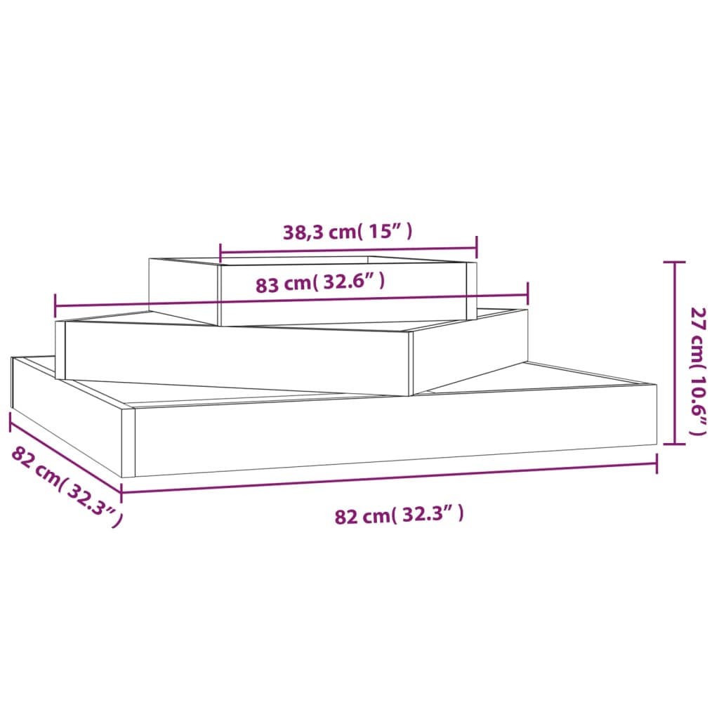 Planter White 83x83x27 cm Solid Wood Pine