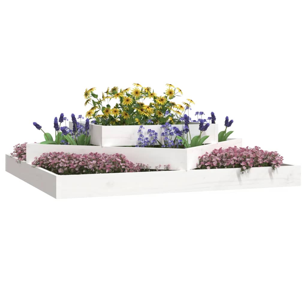 Planter White 112x112x27 cm Solid Wood Pine