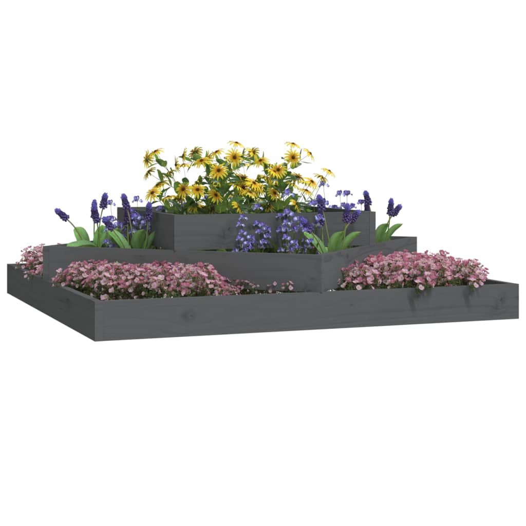 Planter Grey 112x112x27 cm Solid Wood Pine