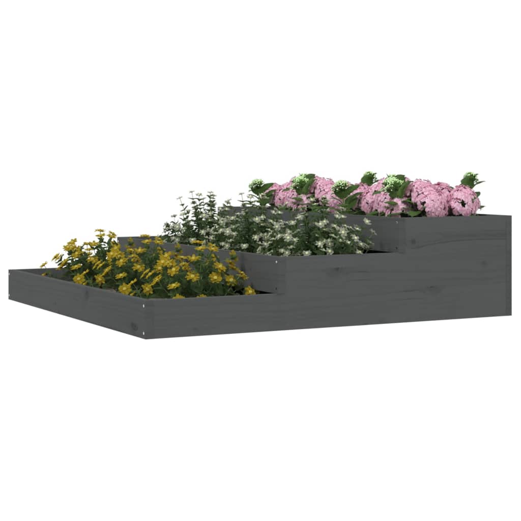 Planter Grey 107x107x27 cm Solid Wood Pine