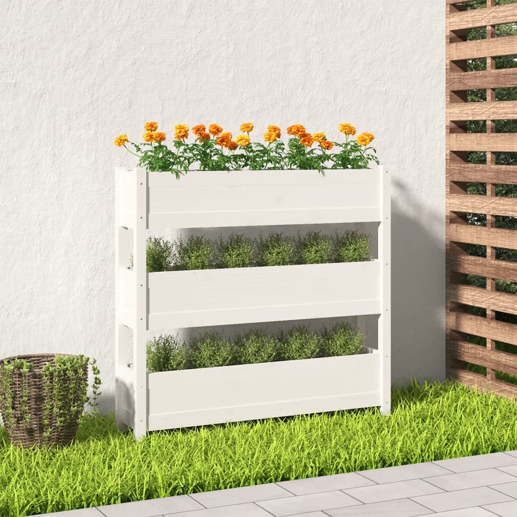 Planter White 112x25x104.5 cm Solid Wood Pine