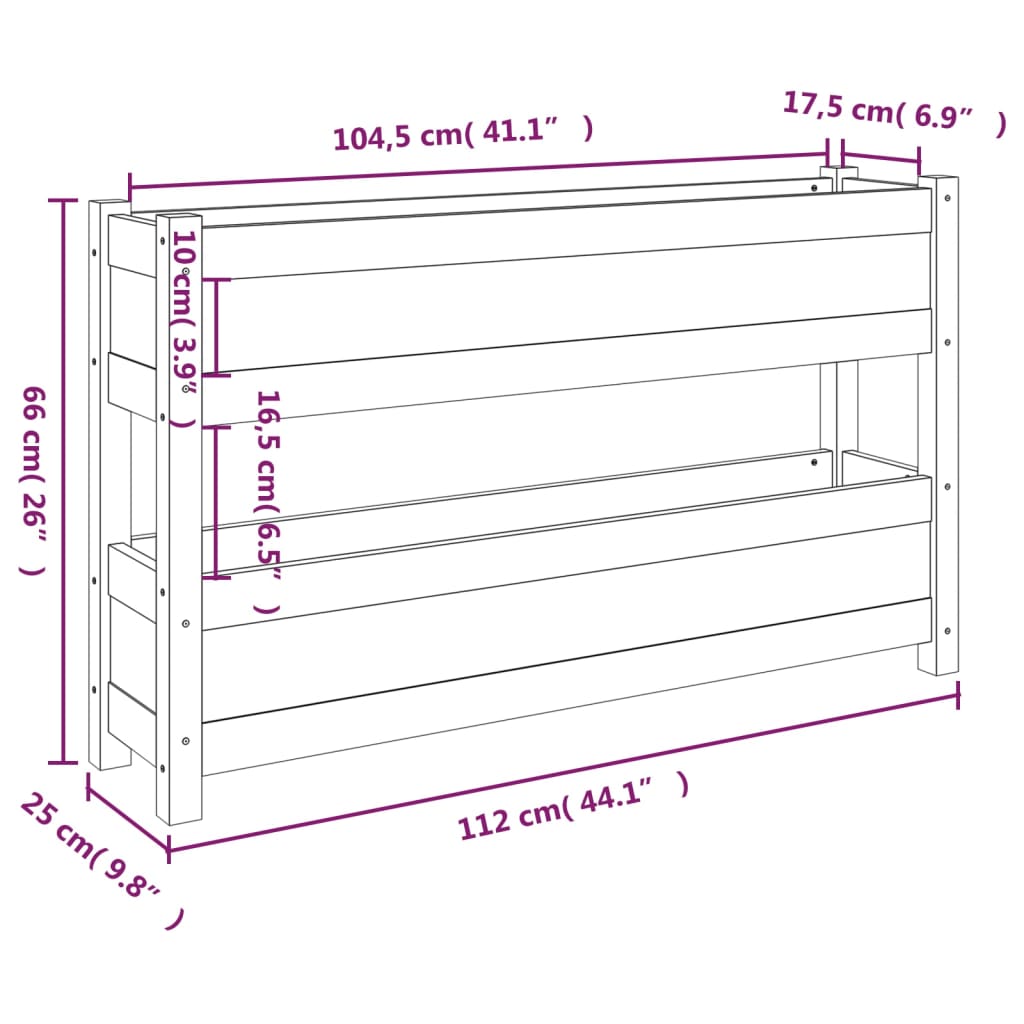 Planter 112x25x66 cm Solid Wood Pine