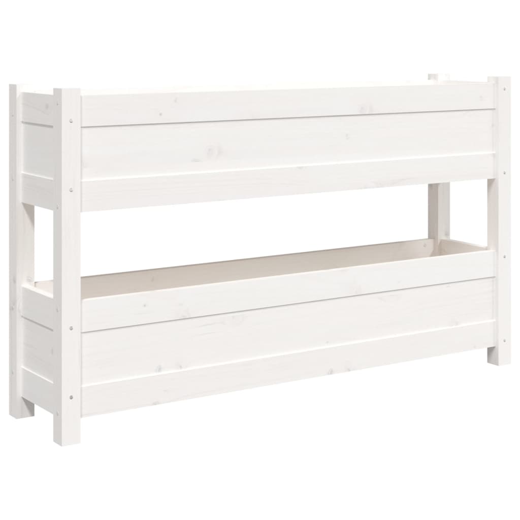 Planter White 112x25x66 cm Solid Wood Pine