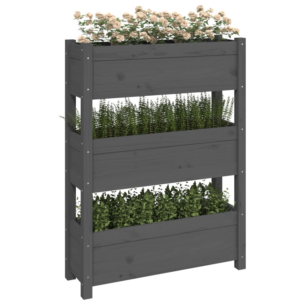 Planter Grey 77x25x104.5 cm Solid Wood Pine