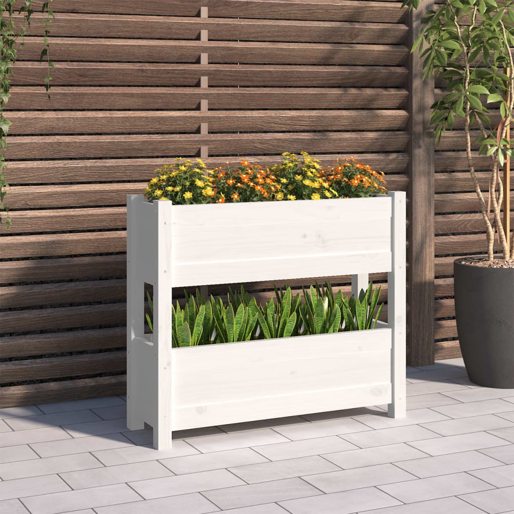 Planter White 77x25x66 cm Solid Wood Pine