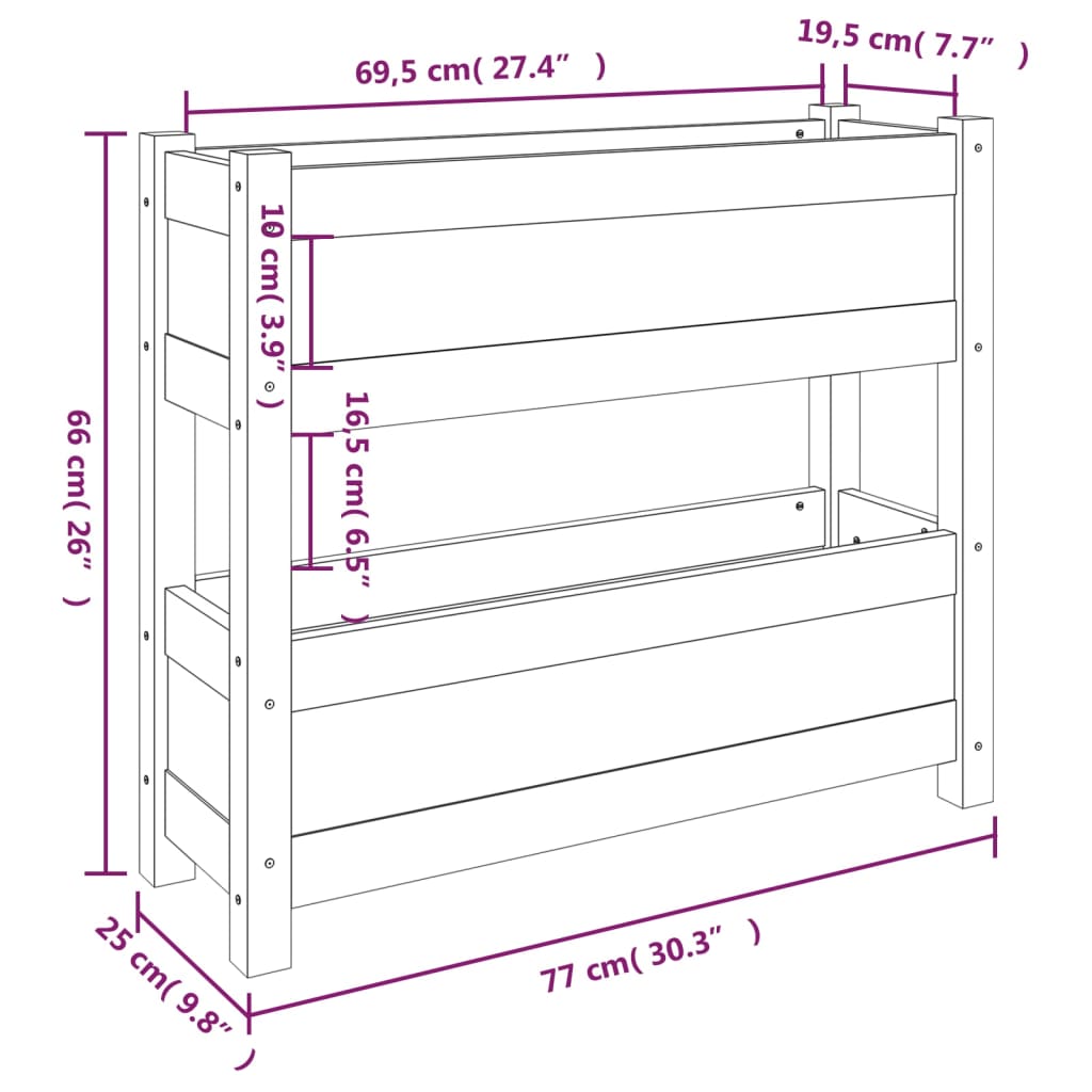 Planter Grey 77x25x66 cm Solid Wood Pine