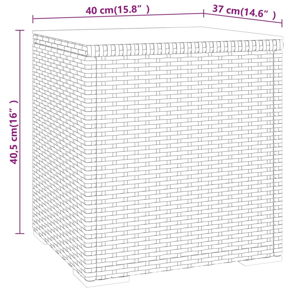 Side Table Grey 40x37x40.5 cm Poly Rattan and Tempered Glass