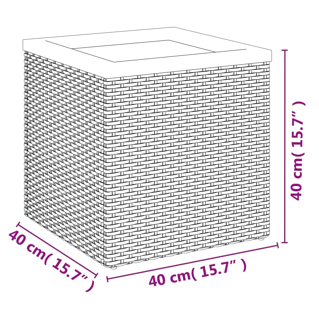 Planter Black 40x40x40 cm Poly Rattan