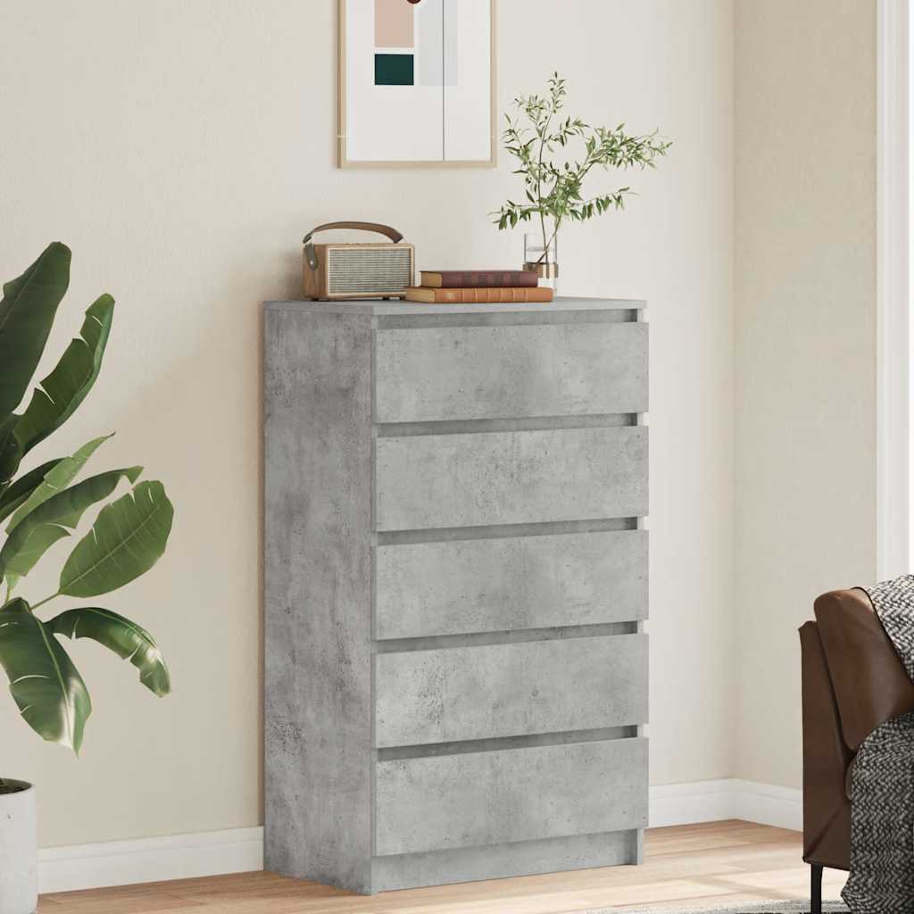 Drawer Cabinet Concrete Grey 60x36x103 cm Engineered Wood