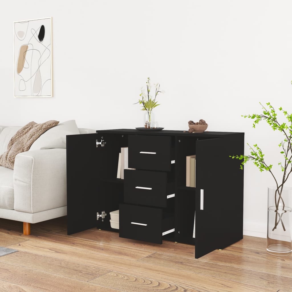 Sideboard Black 91x29.5x65 cm Engineered Wood