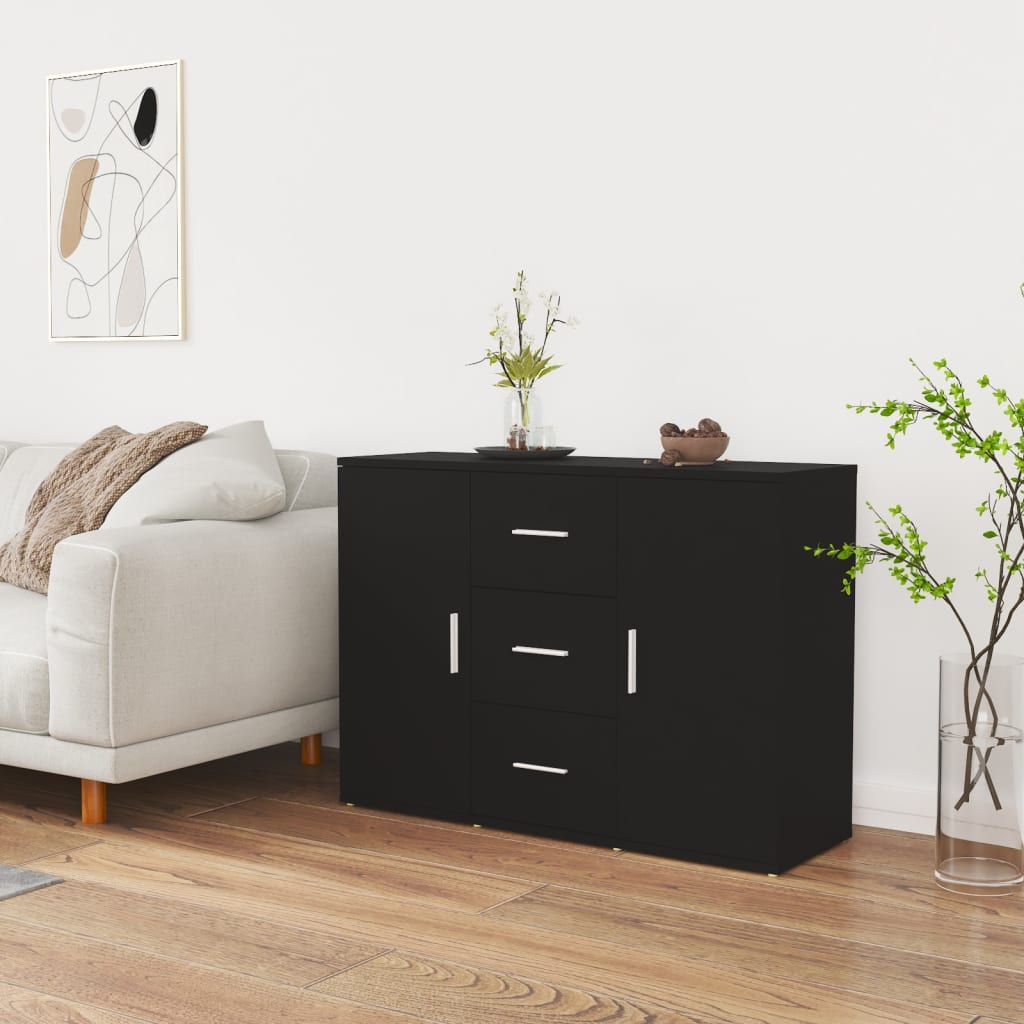 Sideboard Black 91x29.5x65 cm Engineered Wood