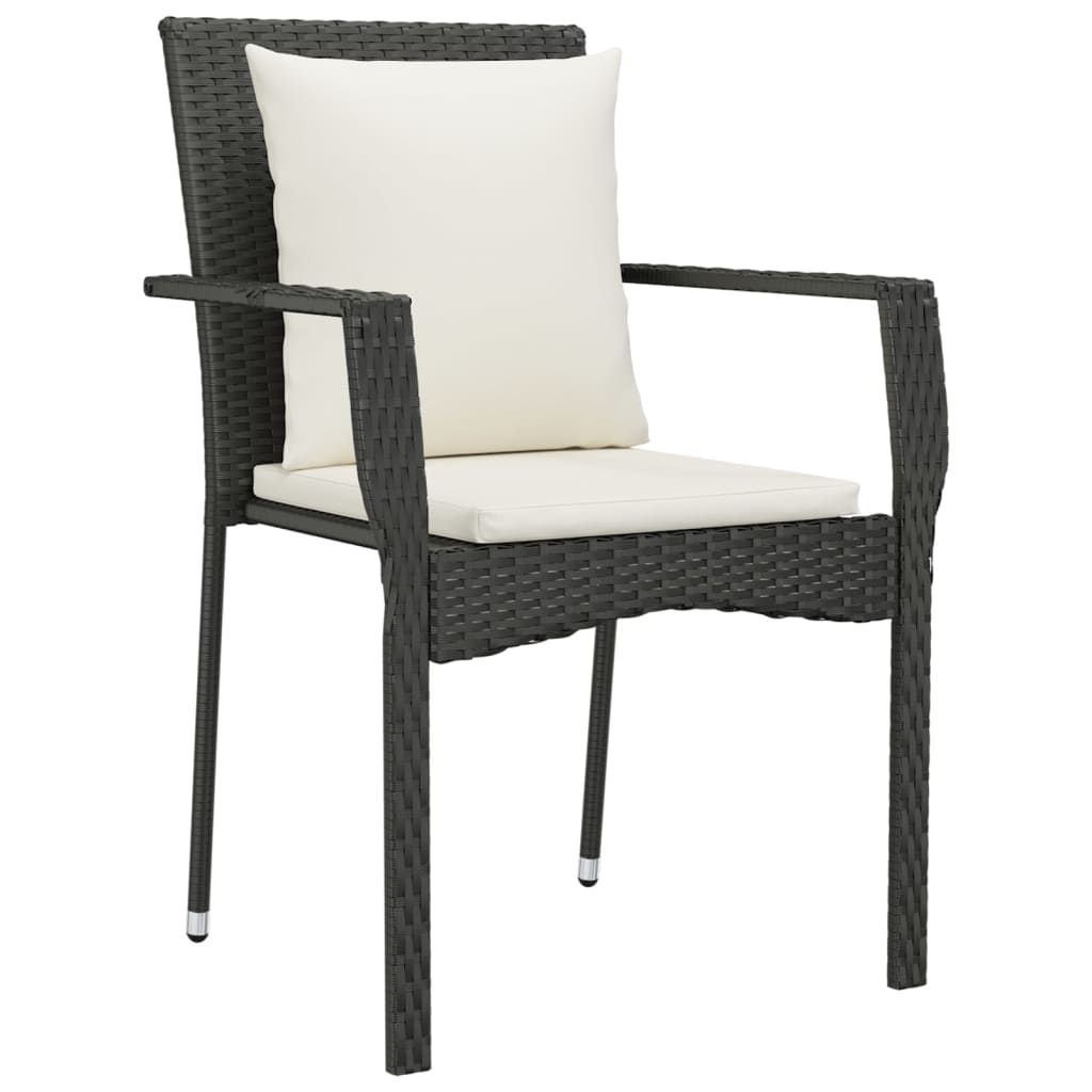 Garden Chairs with Cushions 4 pcs Poly Rattan Black