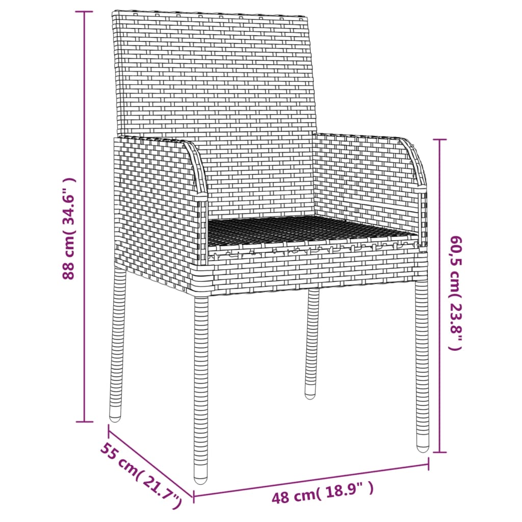 Garden Chairs with Cushions 4 pcs Poly Rattan Grey