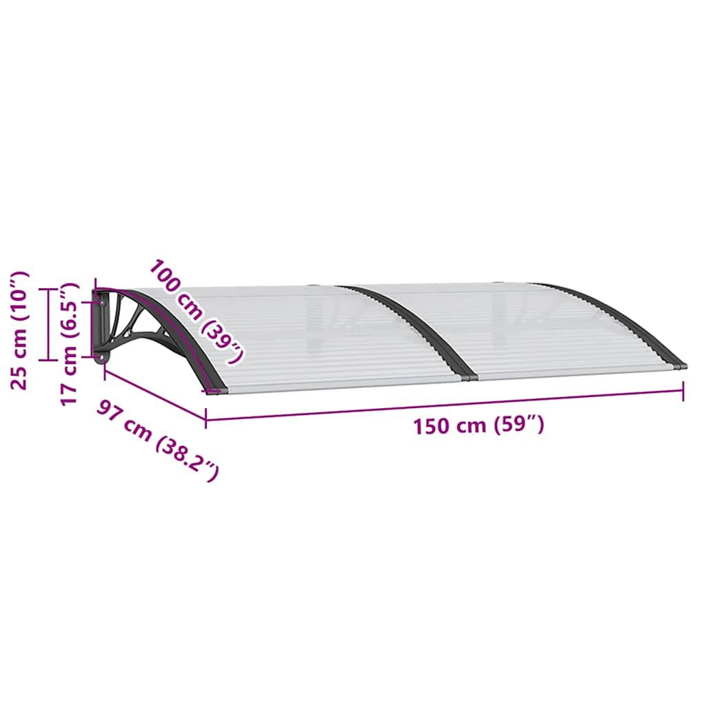 Door Canopy Black 150x100 cm Polycarbonate