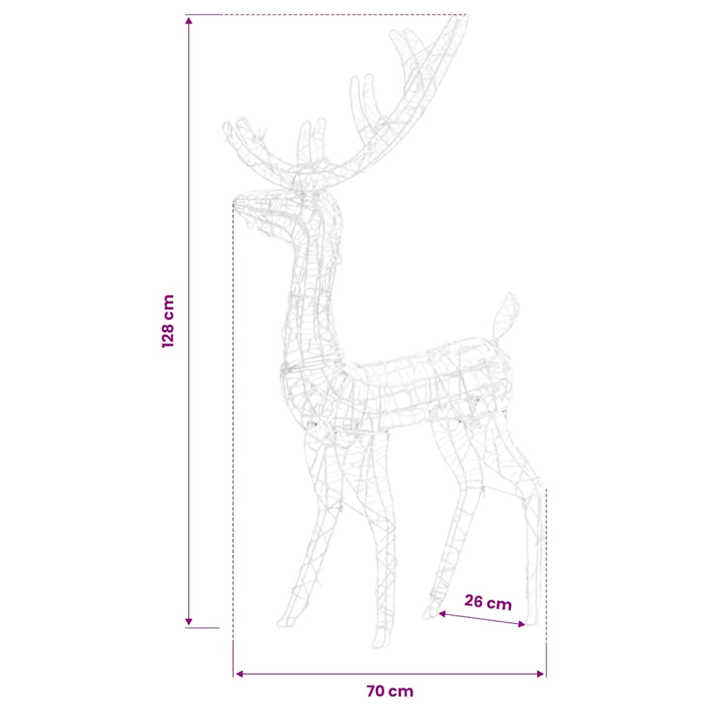 Acrylic Reindeer Christmas Decorations 2 pcs 128 cm Warm White
