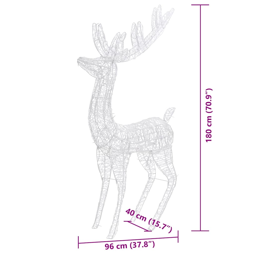XXL Acrylic Christmas Reindeers 250 LED 3 pcs 180 cm Cold white