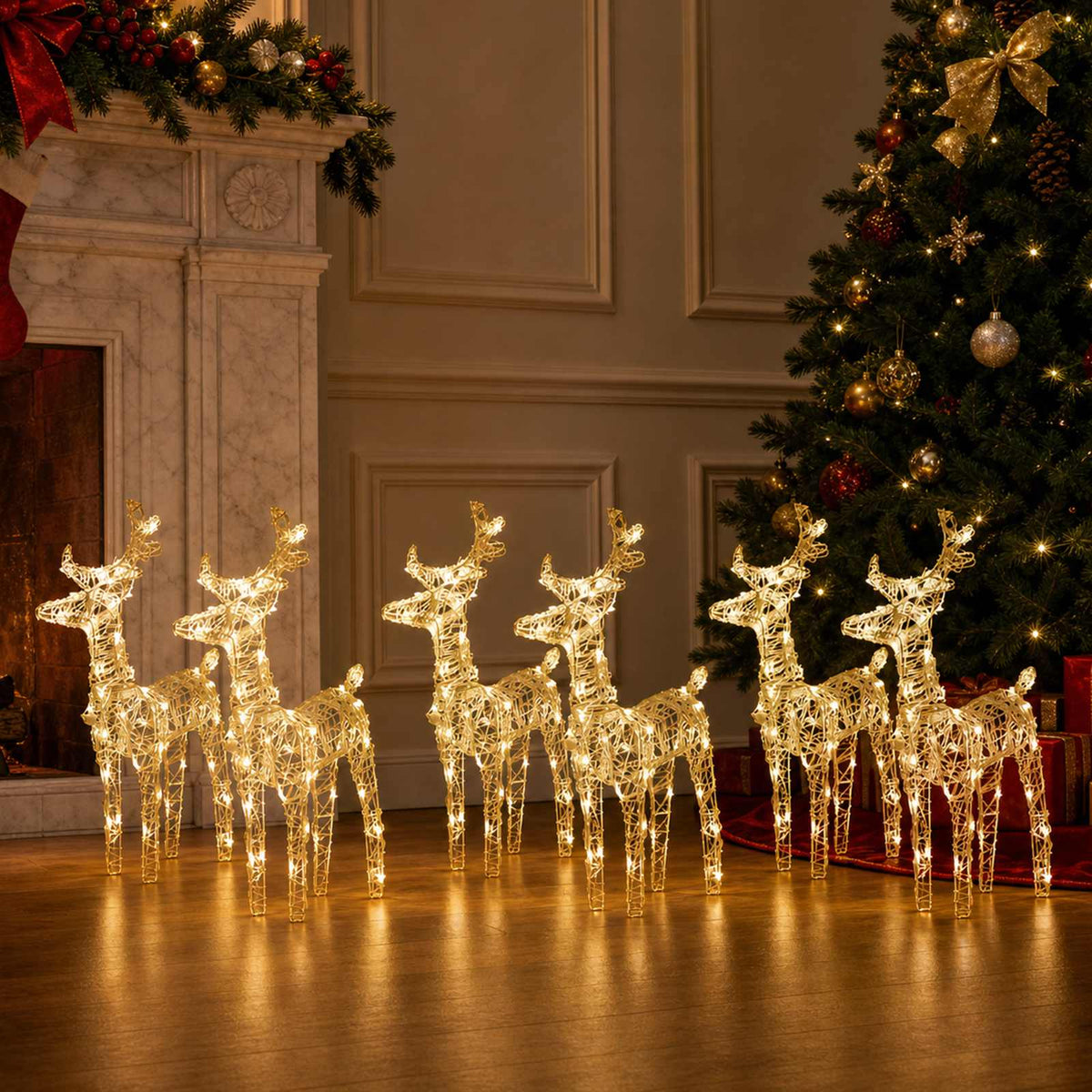 Christmas Reindeers 6 pcs Warm White 240 LEDs Acrylic