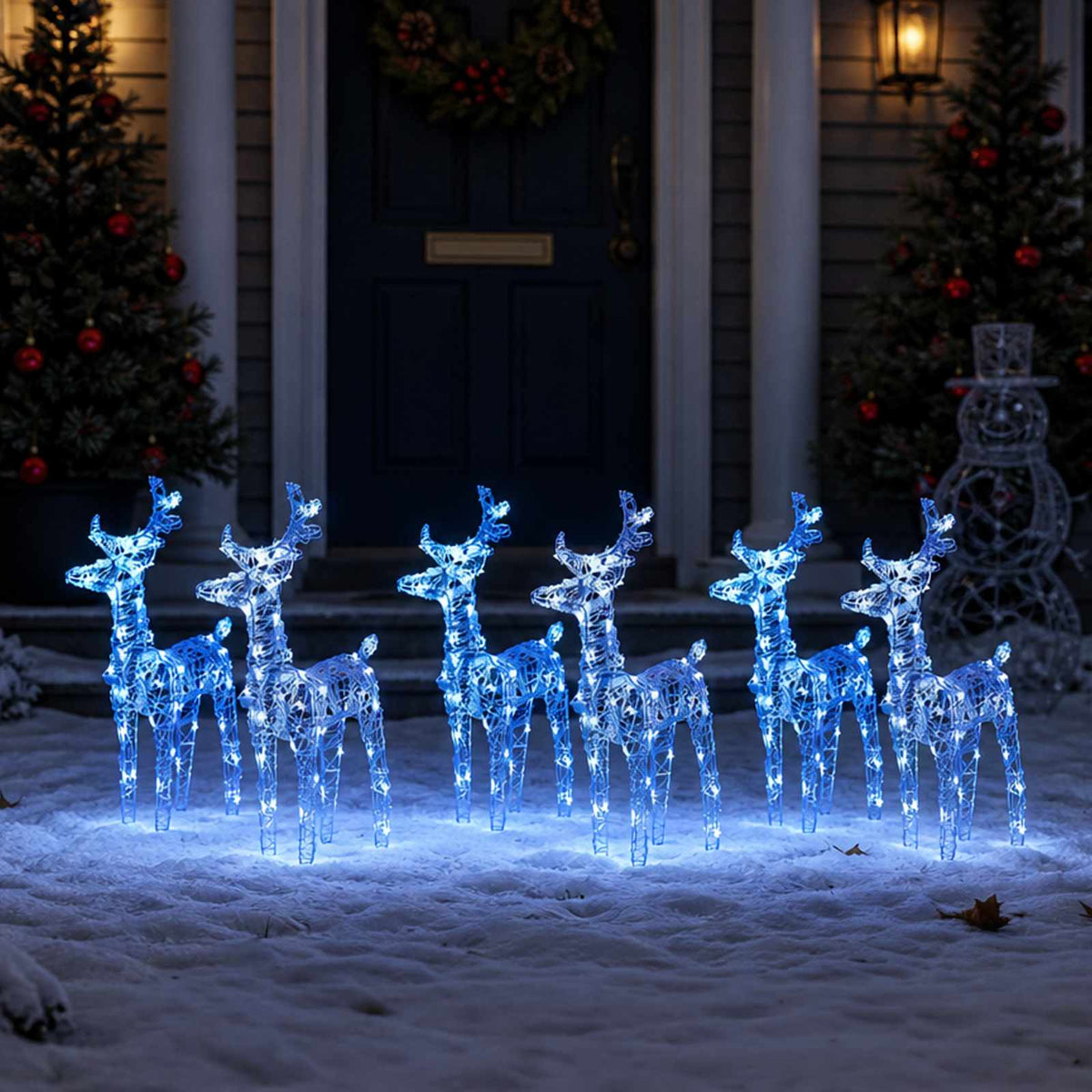 Christmas Reindeers 6 pcs Blue 240 LEDs Acrylic