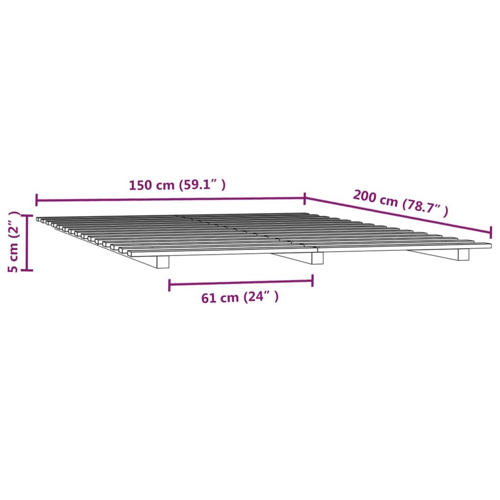 Bed Frame without Mattress White 150x200 cm Solid Wood Pine