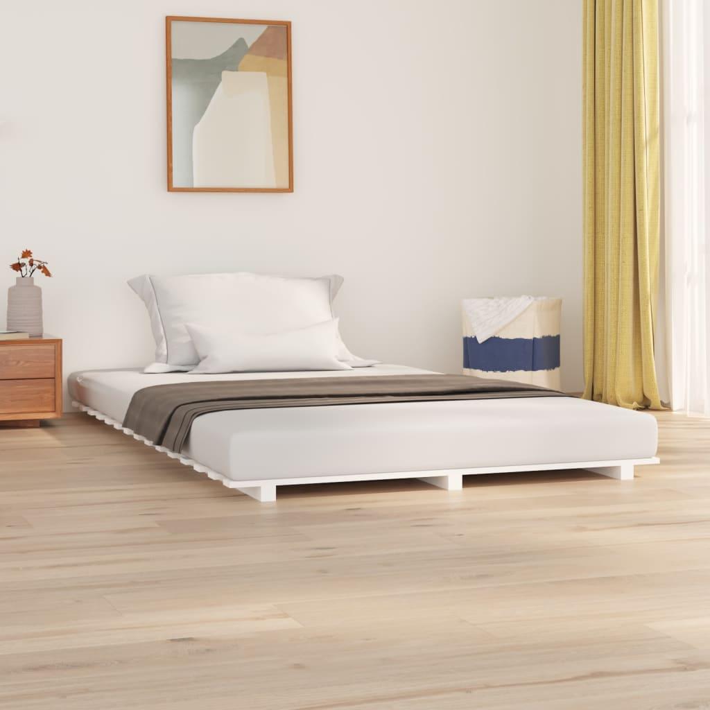 Bed Frame without Mattress White 150x200 cm Solid Wood Pine