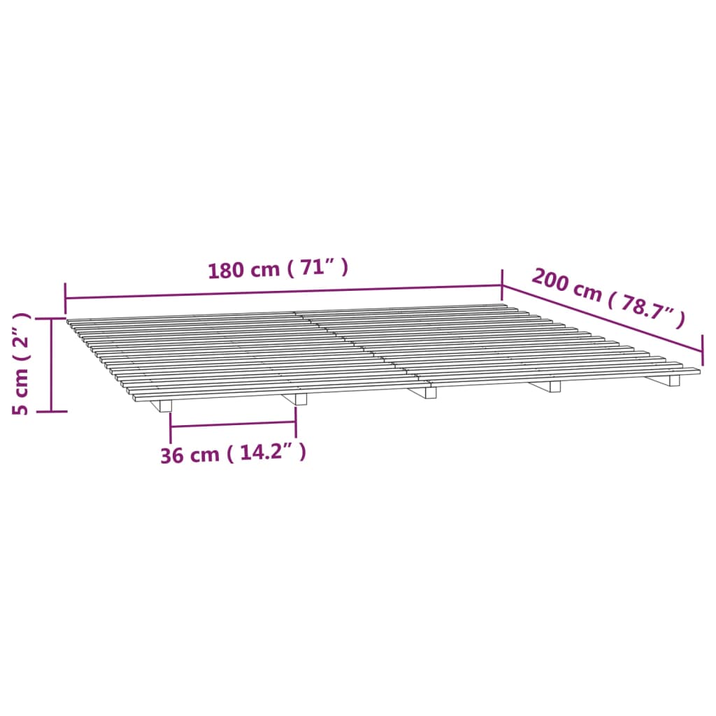 Bed Frame without Mattress 183x203 cm King Solid Wood Pine
