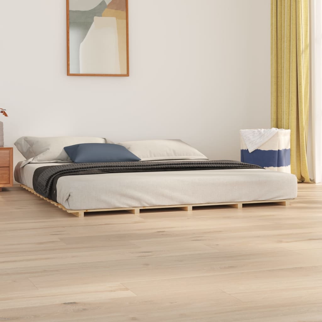 Bed Frame without Mattress 183x203 cm King Solid Wood Pine