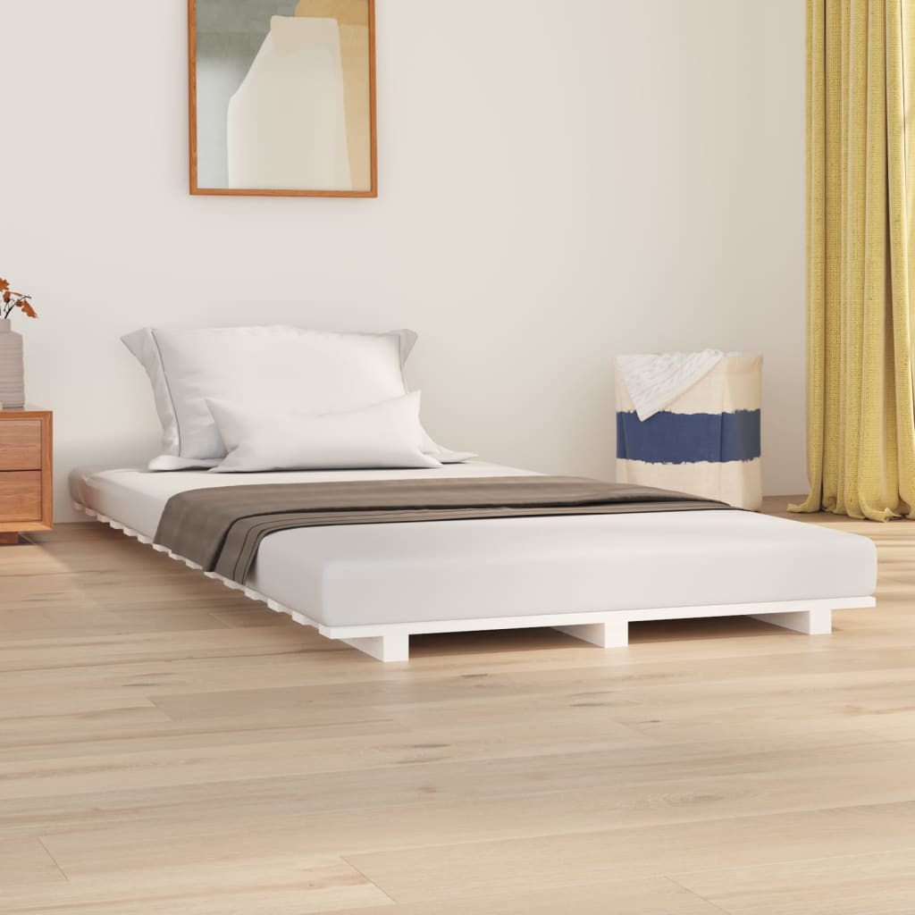 Bed Frame without Mattress White 90x190 cm Solid Wood Pine