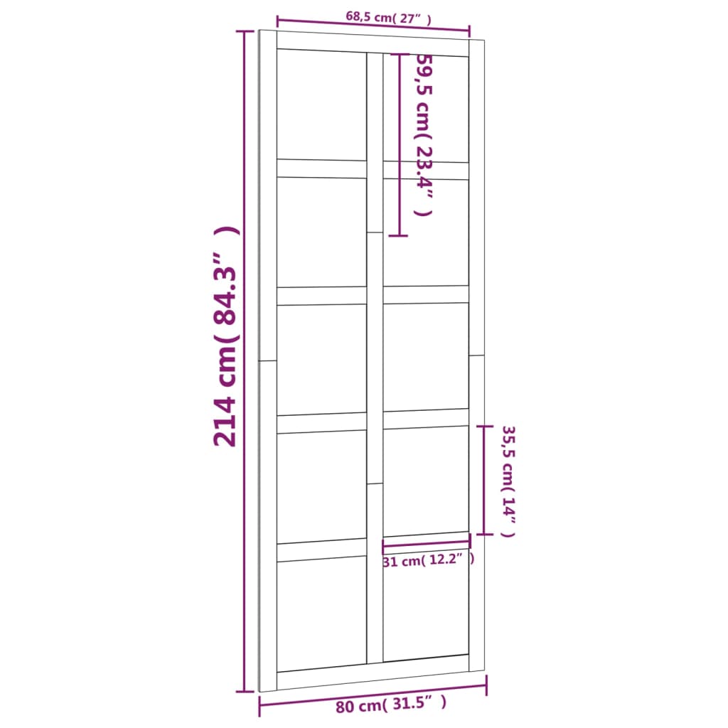 Barn Door White 80x1.8x214 cm Solid Wood Pine