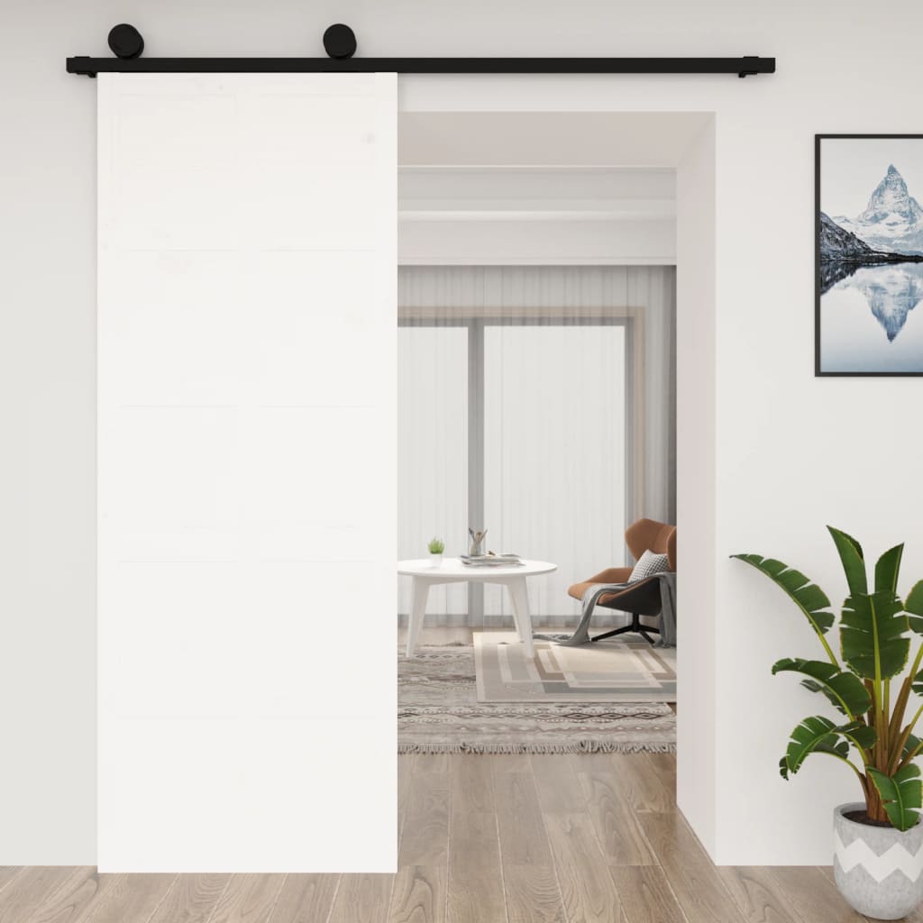 Barn Door White 80x1.8x214 cm Solid Wood Pine