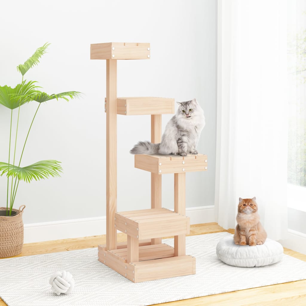 Cat Tree 45.5x49x103 cm Solid Wood Pine