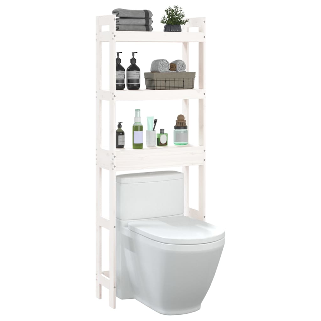 Toilet Rack White 63x26x171 cm Solid Wood Pine