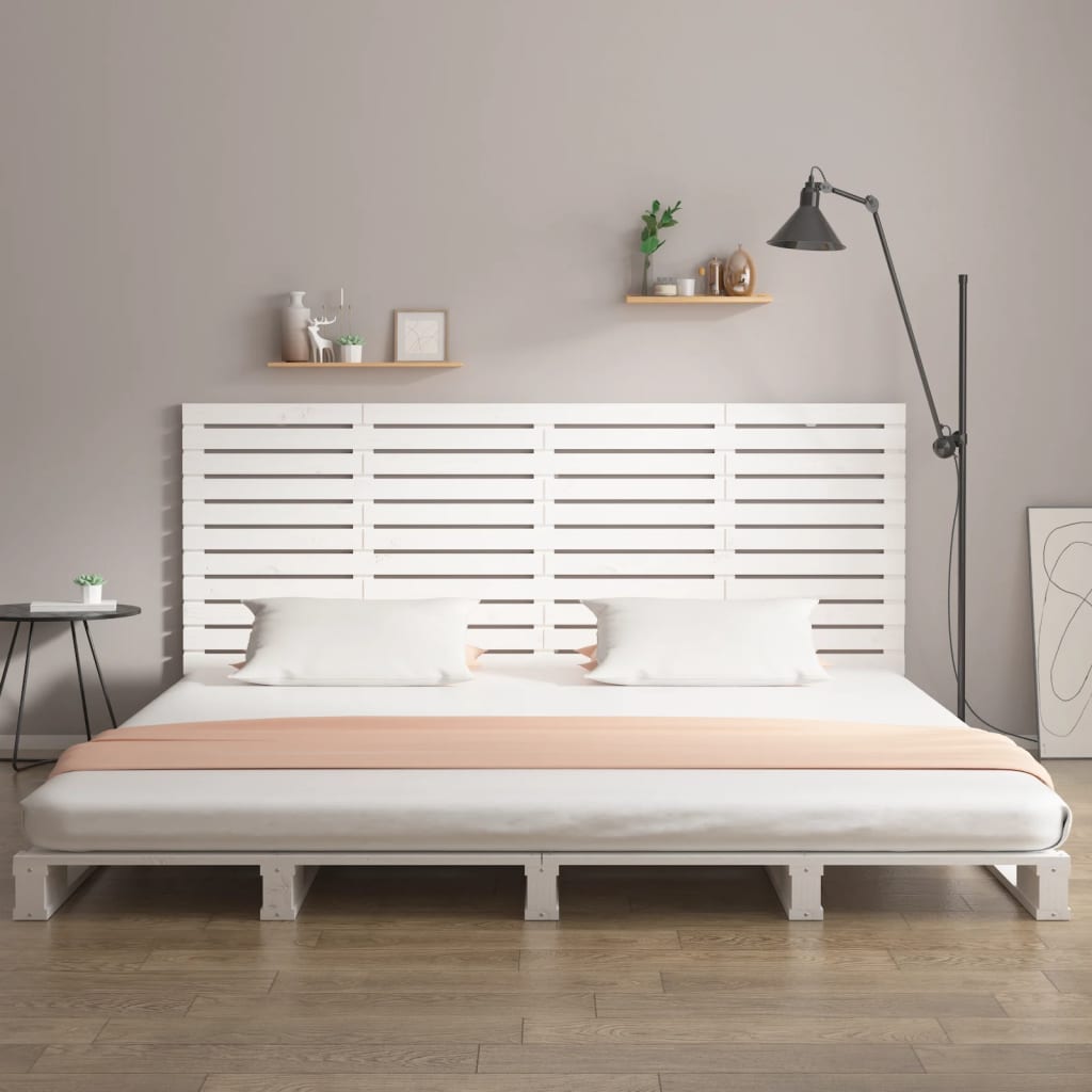 Wall Headboard White 186 cm Solid Wood Pine