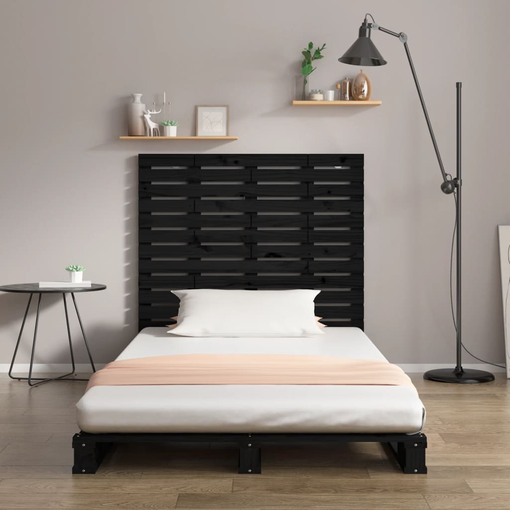 Wall Headboard Black 141 cm Solid Wood Pine