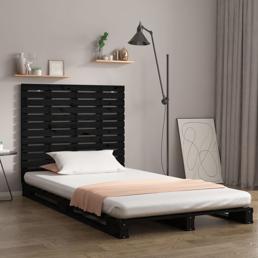 Wall Headboard Black 141 cm Solid Wood Pine