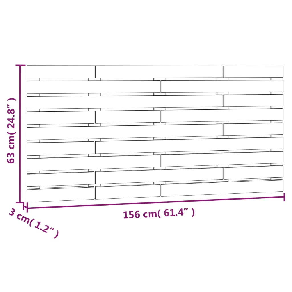 Wall Headboard Black 156 cm Solid Wood Pine