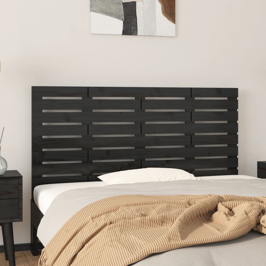 Wall Headboard Black 141 cm Solid Wood Pine