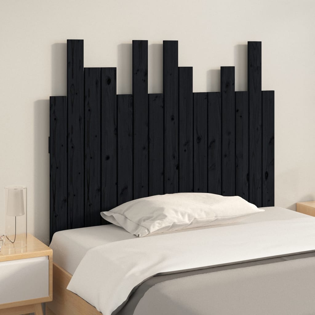 Wall Headboard Black 95.5 cm Solid Wood Pine