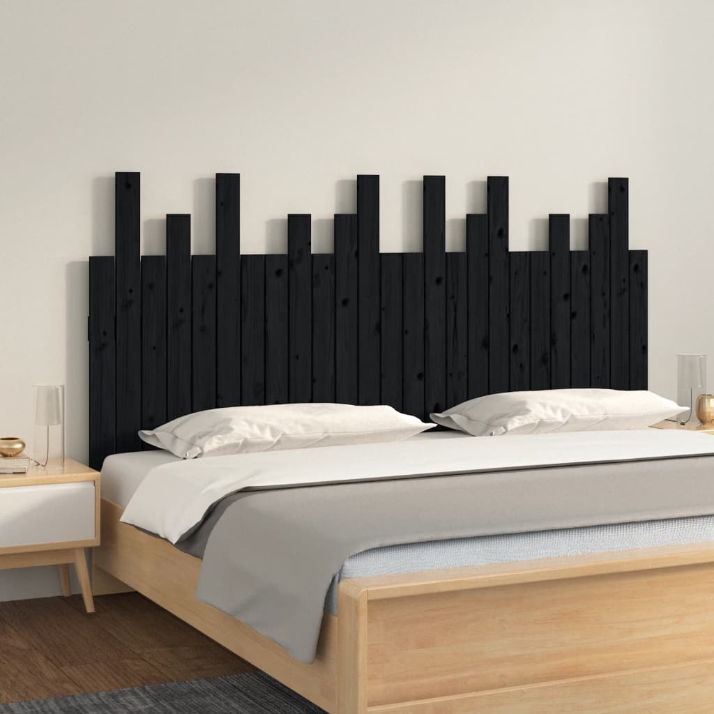 Wall Headboard Black 159.5 cm Solid Wood Pine