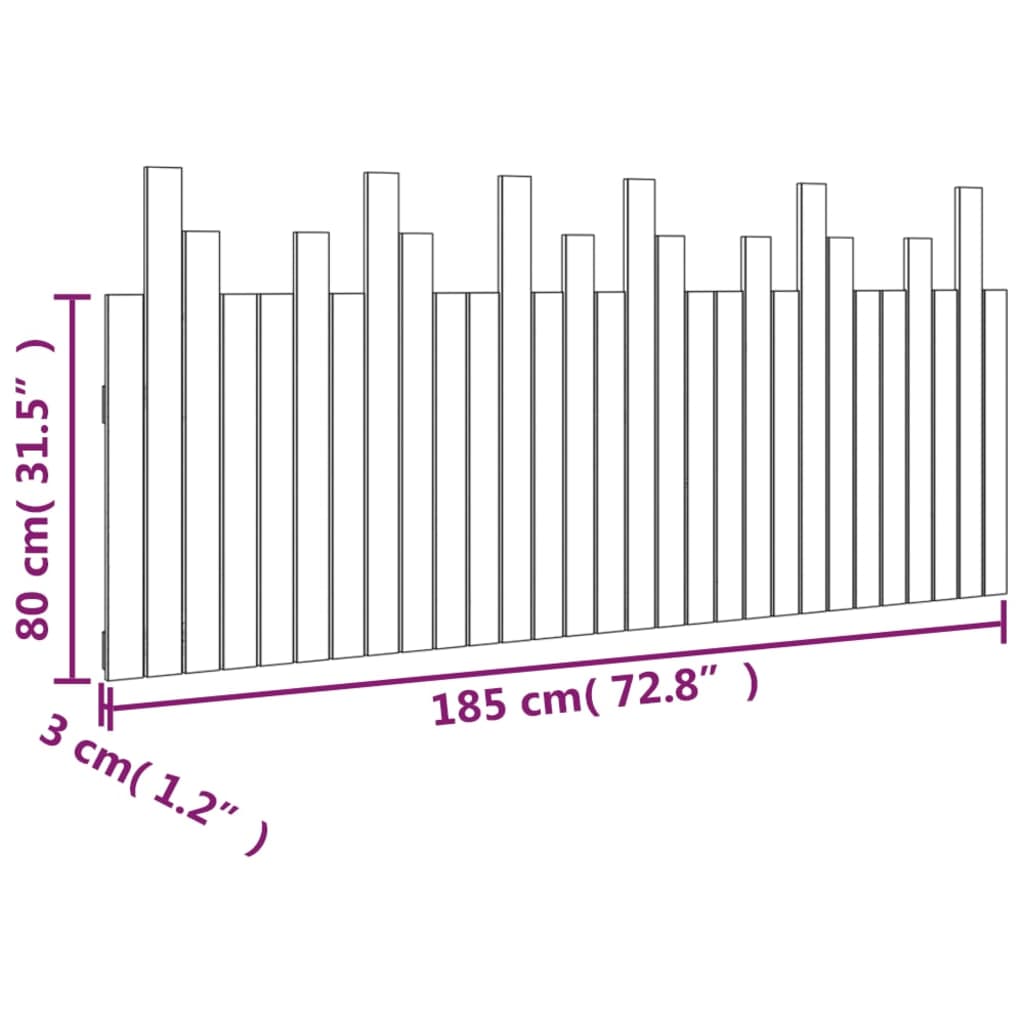 Wall Headboard 185 cm Solid Wood Pine