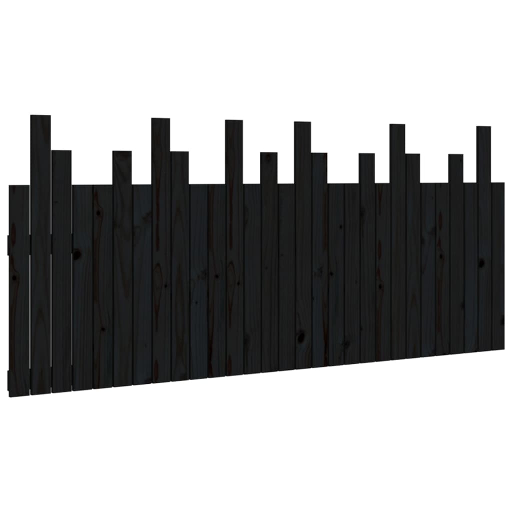 Wall Headboard Black 185 cm Solid Wood Pine