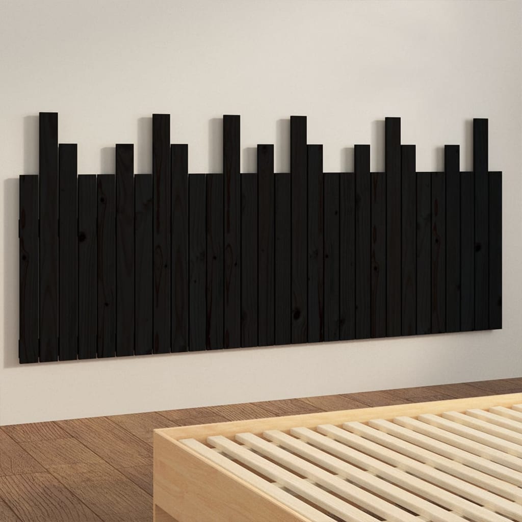 Wall Headboard Black 185 cm Solid Wood Pine