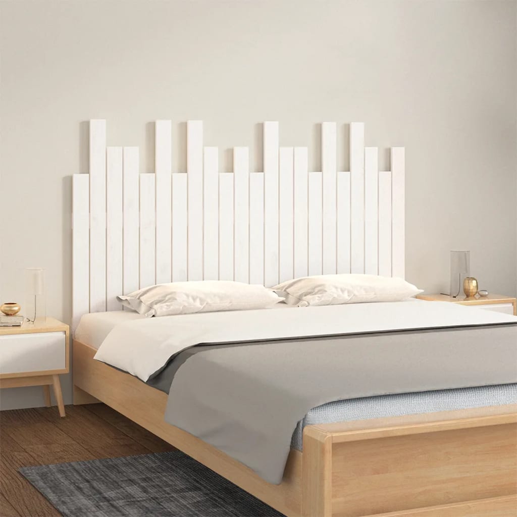 Wall Headboard White 140 cm Solid Wood Pine