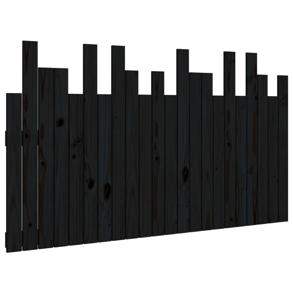 Wall Headboard Black 140 cm Solid Wood Pine