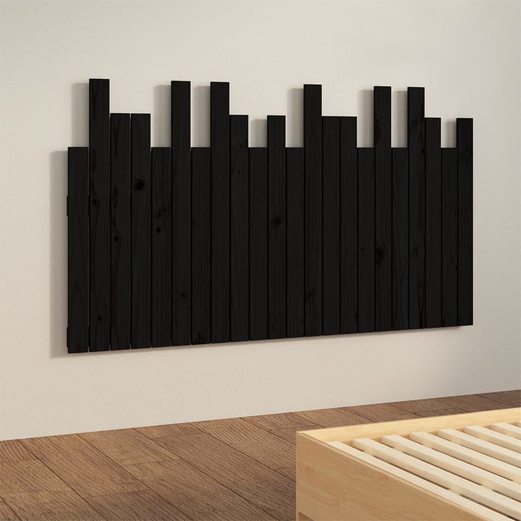 Wall Headboard Black 140 cm Solid Wood Pine