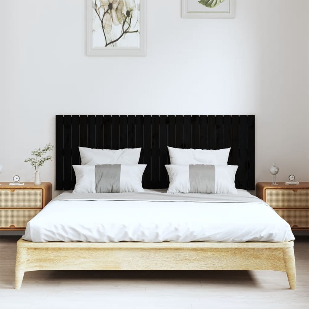 Wall Headboard Black 159.5 cm Solid Wood Pine